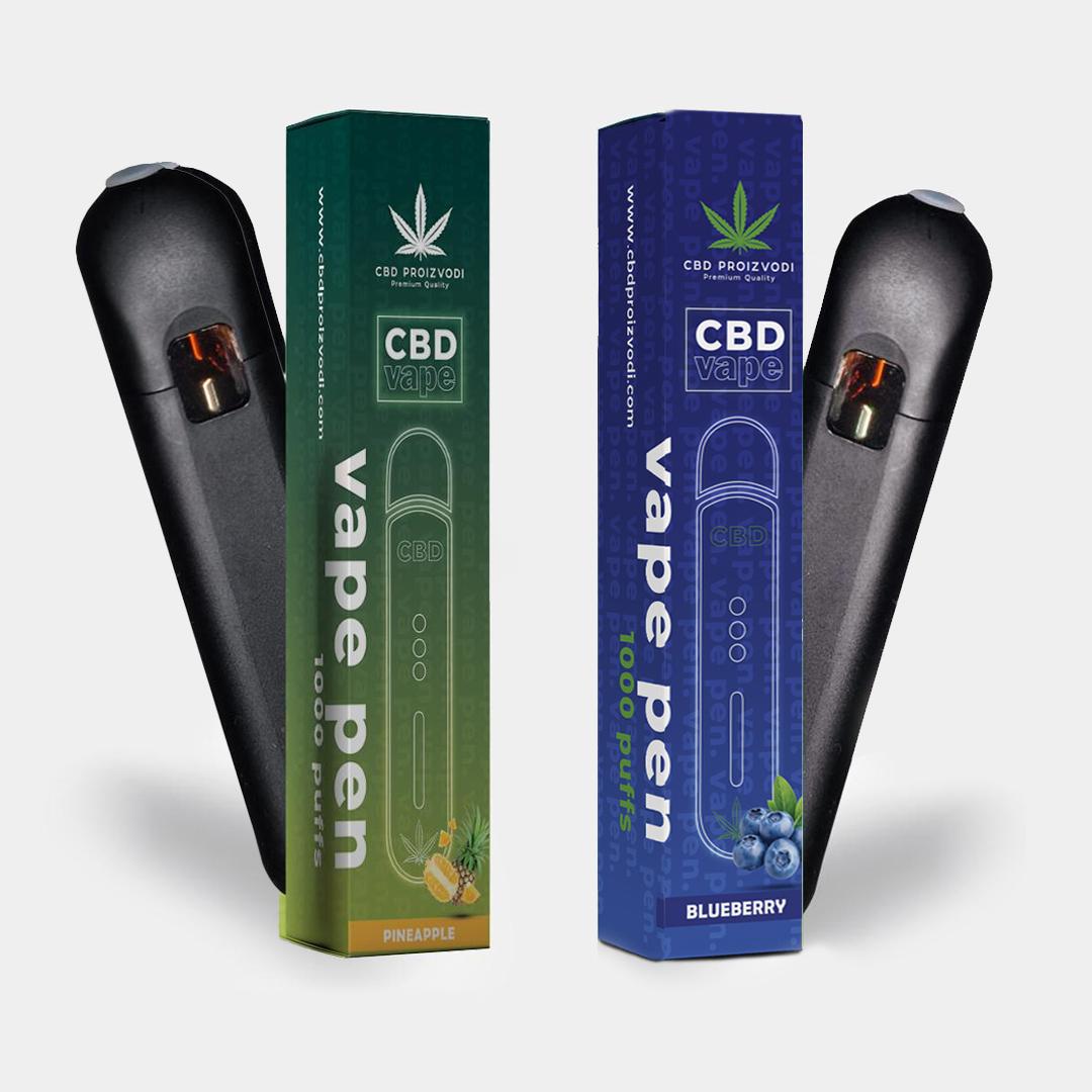 CBD Vape Pen 2ml Blue & Gold Pack – Borovnica + Ananas